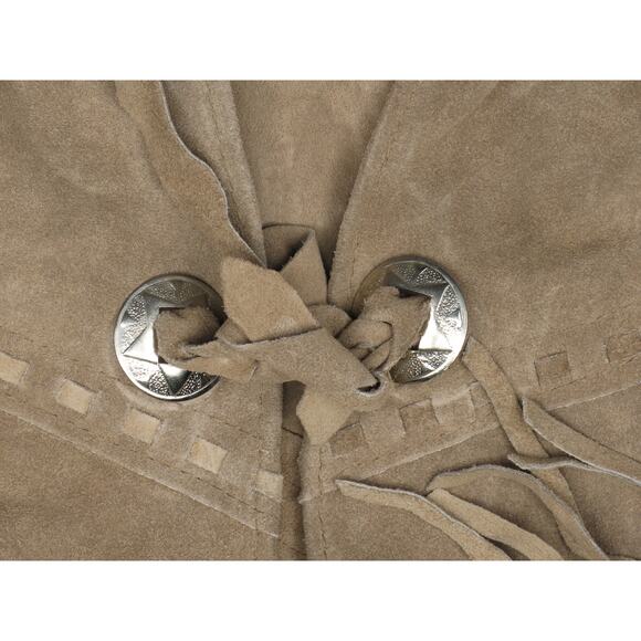 Vintage Ms Pioneer Fringe Western Hippie Boho Festival Suede Leather Vest - Picture 6 of 6